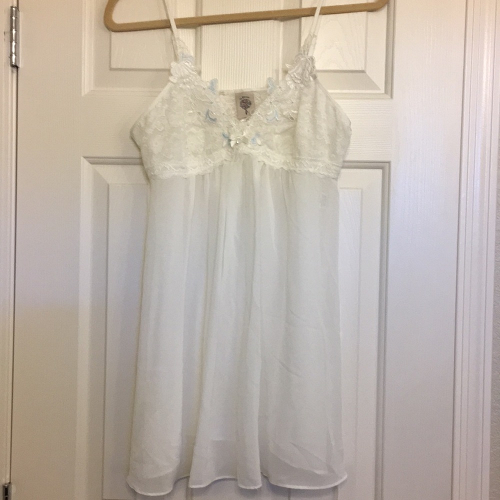 In Bloom white chemise with light blue detail